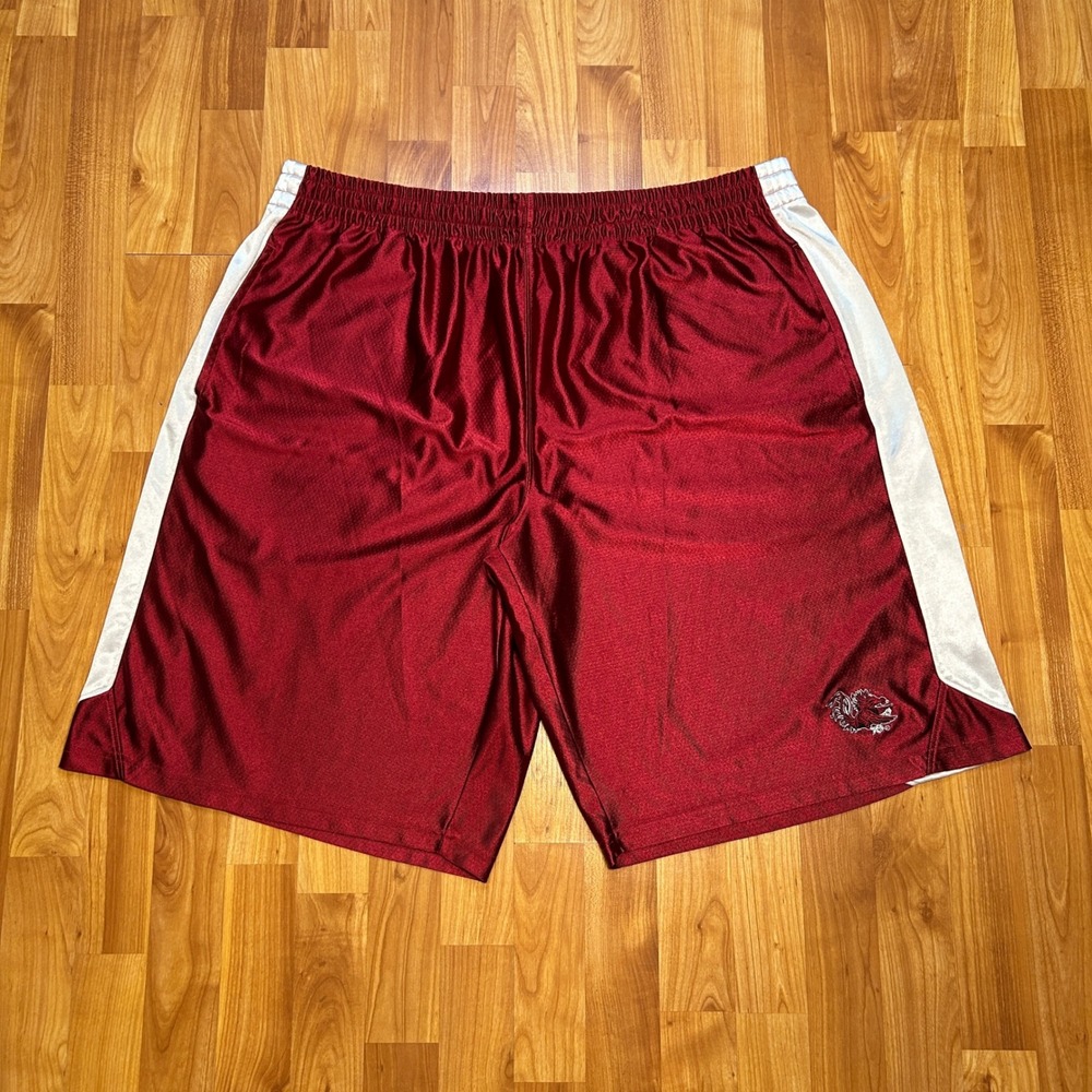 Vintage Y2K Gamecocks Baggy Mesh Basketball Shorts Deep Red Shiny Mens 2XL USC